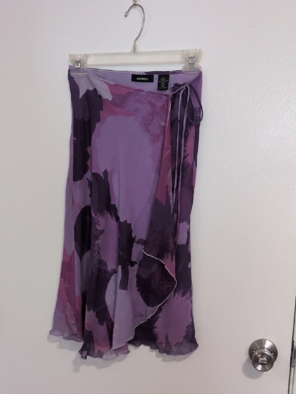 Vintage Express Purple Silk Wrap Skirt - Picture 2 of 11